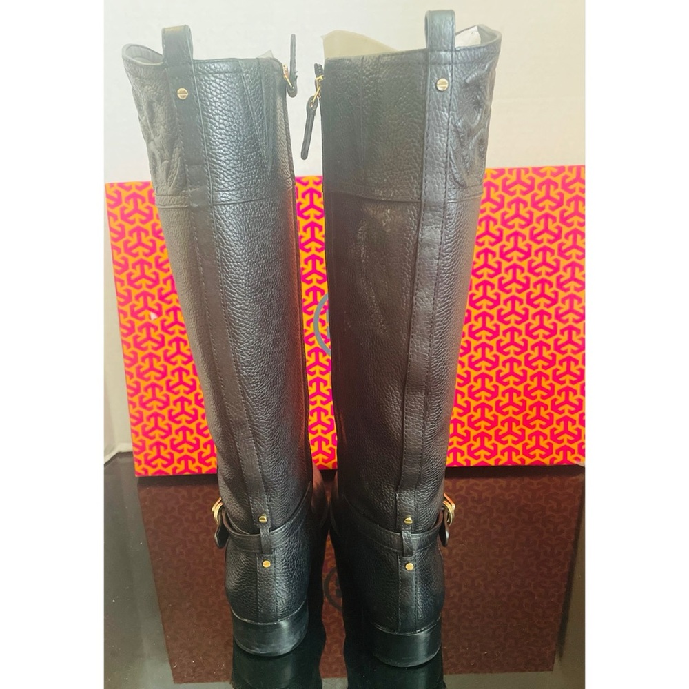 Tory Burch Marlene  Black Leather Riding Boots Women's SZ 9.5 M Knee-High Boots - Picture 7 of 15
